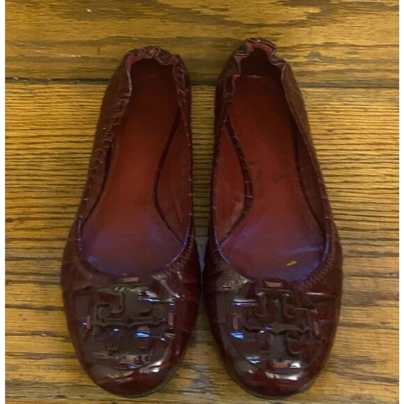 TORY BURCH REVA ballet flat patent Dorothy Croc Holiday Plum Women 9.5 Leather - Picture 1 of 9